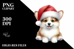 santa hat,pembroke welsh corgi,pastel colors Product Image 1