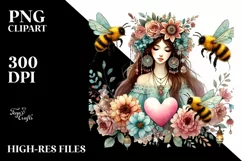 Boho Baby Bees with Big Heart PNG Product Image 2