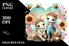 Boho Baby Bees with Big Heart PNG Product Image 2