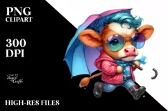 Baby Cow Running Proudly PNG Product Image 1