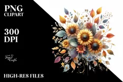 Colorfull Sunflower with Gold PNG Product Image 1