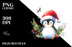 Vibrant Christmas Penguin, PNG Product Image 1