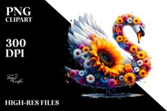 Abstract Swan with Sunflower Body, PNG Product Image 3