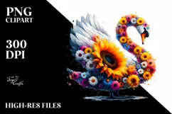 Abstract Swan with Sunflower Body, PNG Product Image 3