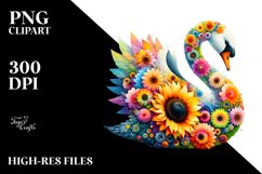 swan made of flowers PNG Product Image 1