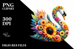 swan made of flowers PNG Product Image 1