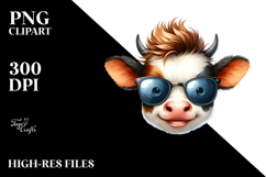 Funny Baby Cow with Cool Hair, PNG Product Image 2