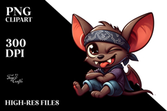 Cartoony Goofy Bat with Bandana, Transparent PNG Product Image 2