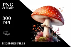 Magical Mushroom Watercolor, PNG Product Image 1