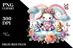 Boho Baby Bunnies with Big Heart PNG Product Image 2