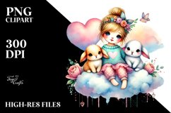 Boho Baby Bunnies with Big Heart PNG Product Image 2