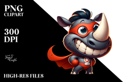 Goofy Rhino with Superhero Cape PNG Product Image 2