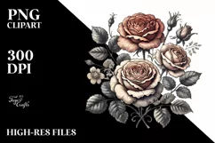 Hand Drawn Vintage Roses, PNG Product Image 2