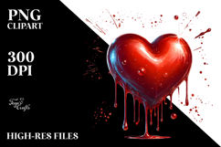 Colorful Digital Painting of Red Heart PNG Product Image 2