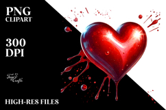 Red Glossy Heart Splash PNG Product Image 2