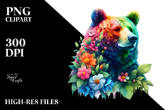 Vibrant Watercolor Bear PNG Product Image 2