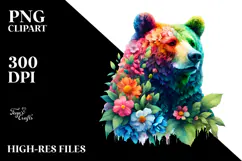 Vibrant Watercolor Bear PNG Product Image 2