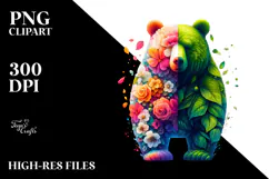 Vibrant Bear Made of Leaves and Flowers Product Image 2