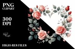 Watercolor Heart with Roses, PNG Product Image 2