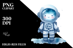 Whimsical Astronaut Girl in Blueish Watercolor Product Image 2