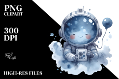 Whimsical Astronaut Girl in Blueish Watercolor Product Image 2