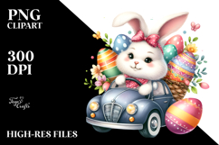 Bunny with Car and Easter Eggs, PNG Product Image 2