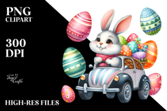 Bunny with Car and Easter Eggs, PNG Product Image 2