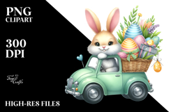 Bunny Car with Easter Eggs PNG Product Image 2