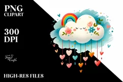 Colorful Cloud with Blood and Hearts PNG Product Image 2