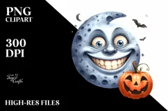 Funny Halloween Moon with Goofy Smile | Sublimation | Product Image 1