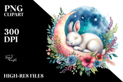 Vibrant Rabbit Sleeping on the Moon PNG Product Image 2