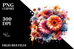 Watercolor Abstract Gerbera, Transparent PNG Product Image 2