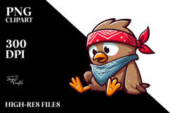Dramatic Bird with Bandana, Centered PNG Product Image 2