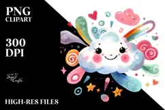 Watercolor Colorful Cloud PNG Product Image 2