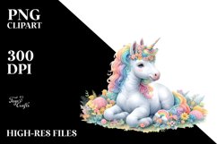 Colorful Unicorn in Swedish Countryside PNG Product Image 3