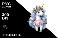 Colorful Baby Unicorn in Swedish Countryside PNG Product Image 2