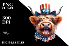 Enthusiastic Highland Cow Portrait Wearing Party Hat and Product Image 1