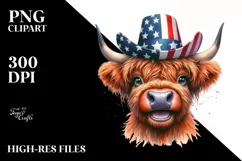 Enthusiastic Highland Cow Portrait Wearing Party Hat and Product Image 3