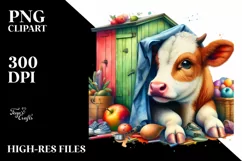 Colorful Cow Playing Hide and Seek PNG Product Image 3