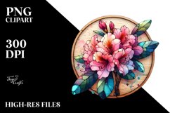 Colorful Wooden Stained Rhododendron Clipart Product Image 1