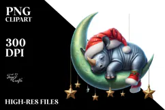 Baby Rhino Dressed for Christmas PNG Product Image 2