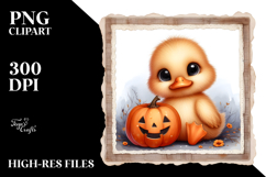 Cute Baby Duck Holding Pumpkin, Transparent PNG Product Image 2