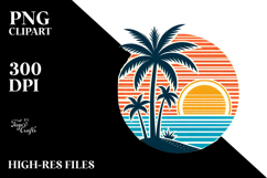 Retro Tropical Tree Sun, PNG Product Image 2