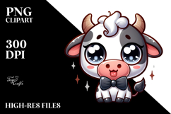Cute Cartoon Cow with Bow Tie, Transparent PNG Product Image 2