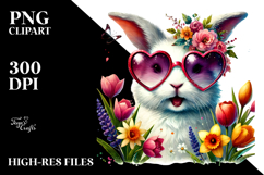 Colorful Bunny with Heart Shaped Sunglasses Product Image 2