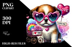 Detailed Puppy with Heart Sunglasses PNG Product Image 2
