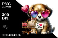 Detailed Puppy with Heart Sunglasses PNG Product Image 2