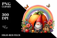 Gnome House with Rainbow and Colorful Flowers Product Image 1