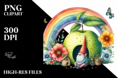 Gnome House with Rainbow and Colorful Flowers Product Image 1