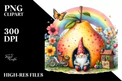 Gnome House with Rainbow and Colorful Flowers Product Image 1